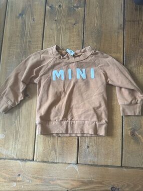 Kids Brown Long Sleeve 'MINI' Crewneck Sweatshirt